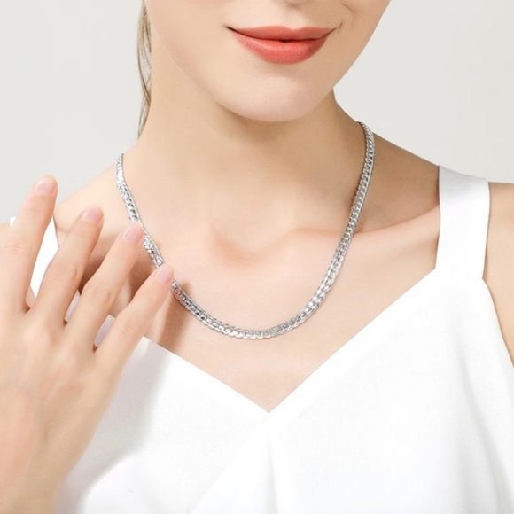 NEW UNISEX S925 STERLING SILVER CHAIN CHOKER 5MM NECKLACE